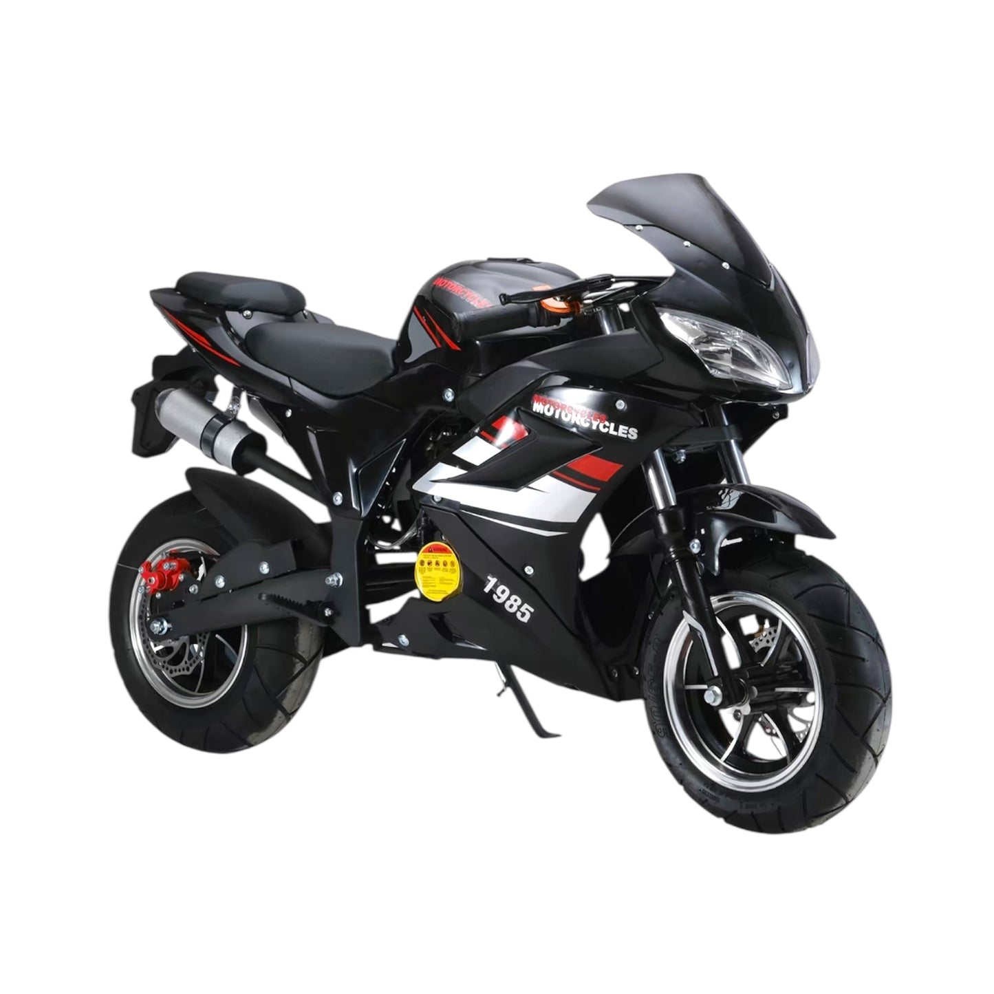 Explorinox Gas 49cc 4-Stroke Pocket Rocket Motorcycle, 8 Inch Wheels Real Dual Headlights