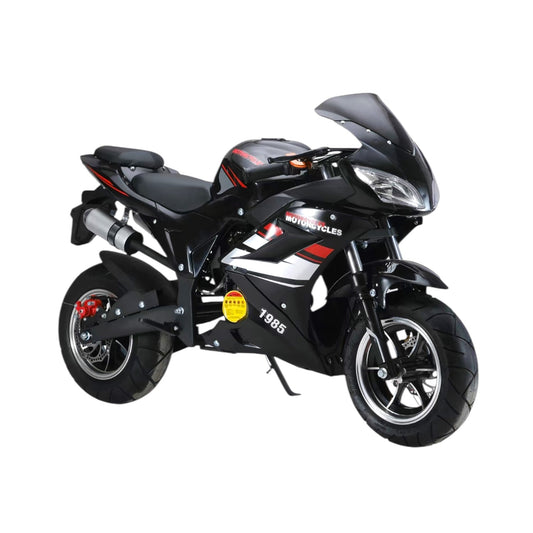 Explorinox Gas 49cc 4-Stroke Pocket Rocket Motorcycle, 8 Inch Wheels Real Dual Headlights